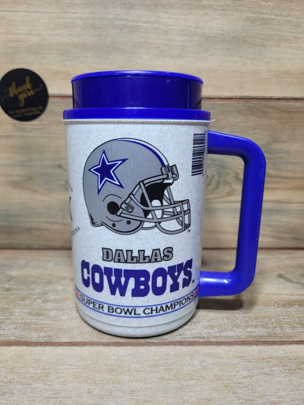 1996 Dallas Cowboys Travel Mug Super Bowl XXX Champions Whirley NFL Football Cup